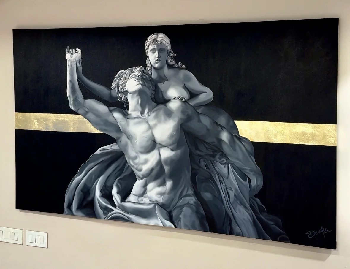 Hermes and Psyche painting inspired by Greek mythology